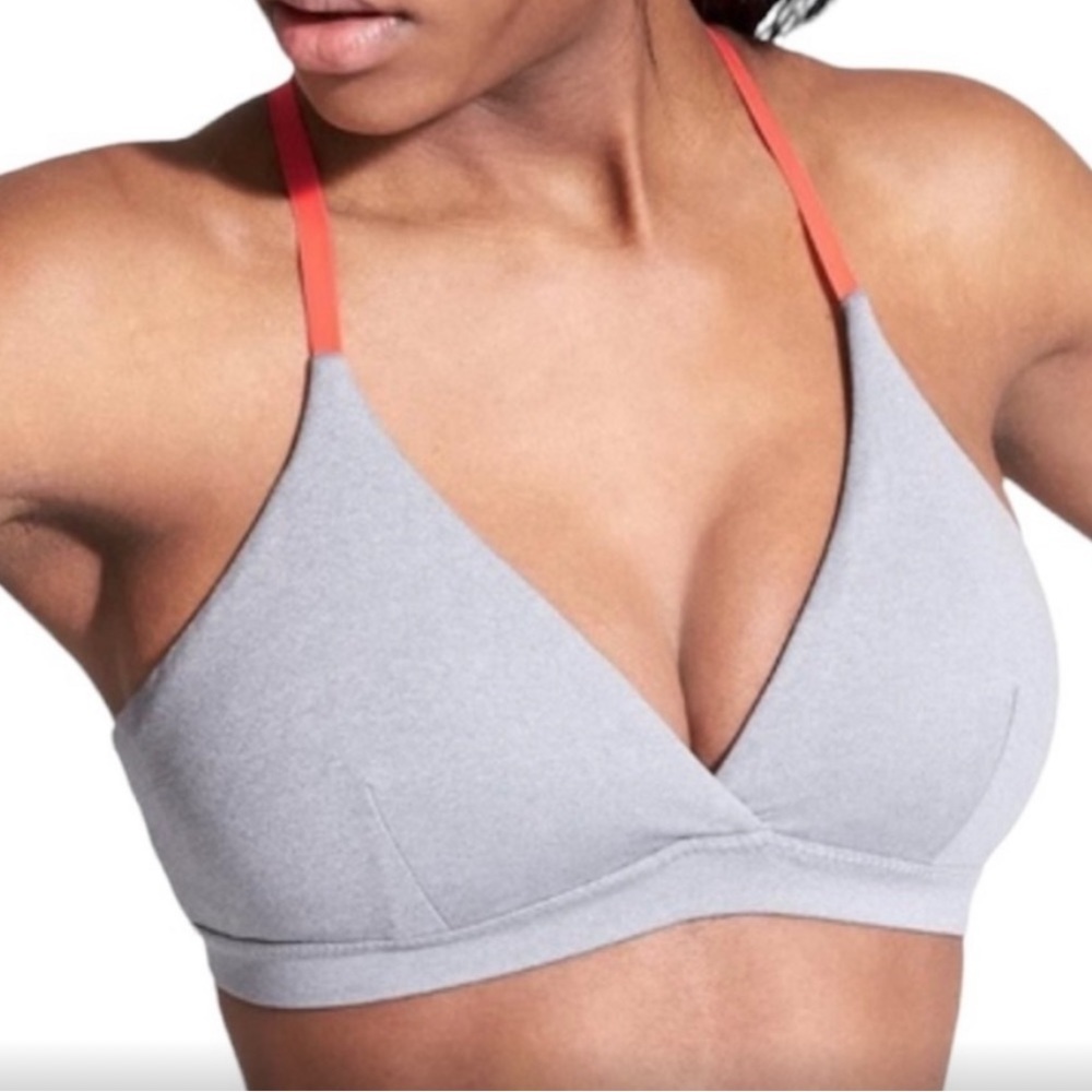 Athleta Inhale Sports Bra Gray Orange Large